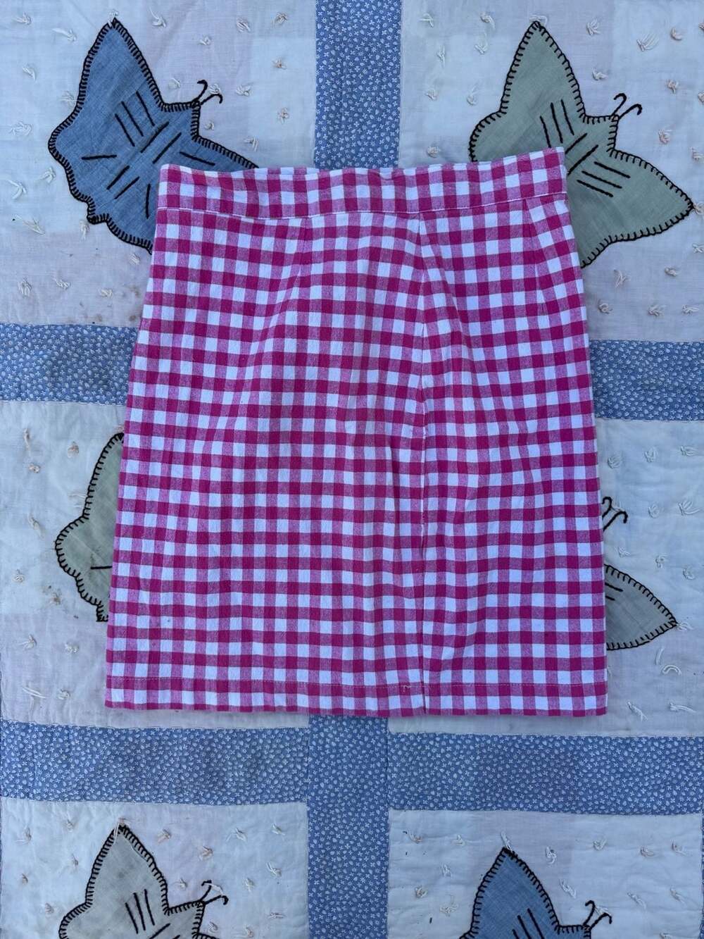 Vintage Esprit Pink and White Gingham Mini Skirt